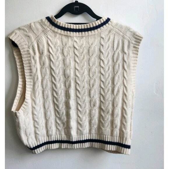 Sunday Best Cable Knit Pullover V-Neck Sweater Vest White Size M - Picture 4 of 6